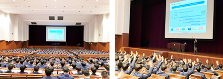 警視庁警察学校大講堂にて、「これからの「お金の置き場所」のお話」をテーマにした出張講座を実施